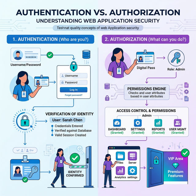 Схема отличий аутентификации от авторизации в веб-приложениях