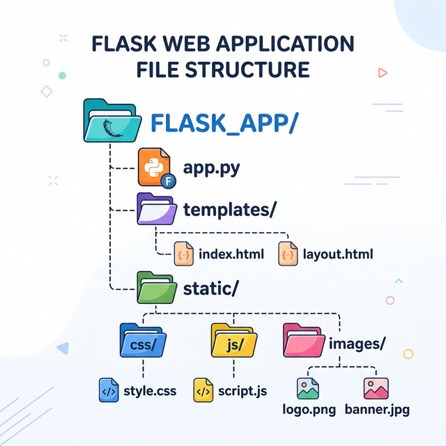 Структура директорий Flask проекта с папками templates и static