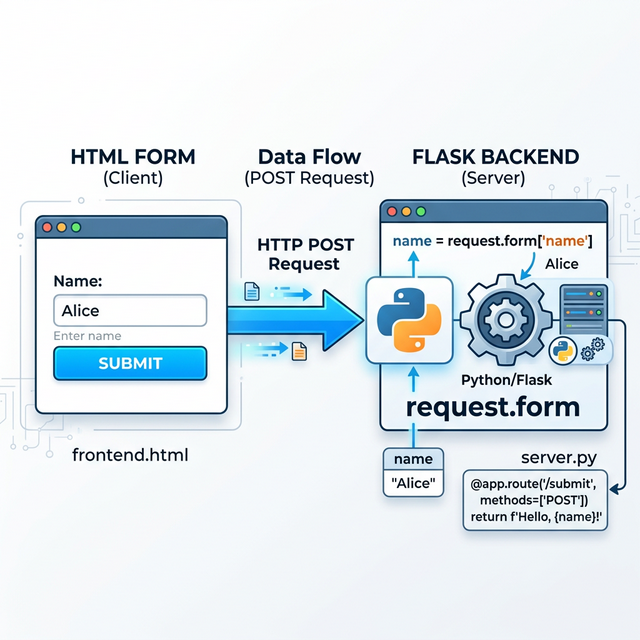 Схема передачи данных из HTML формы в объект request Flask