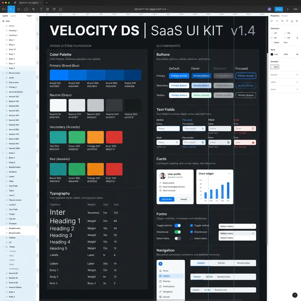 Пример профессионально собранного UI Kit в Figma